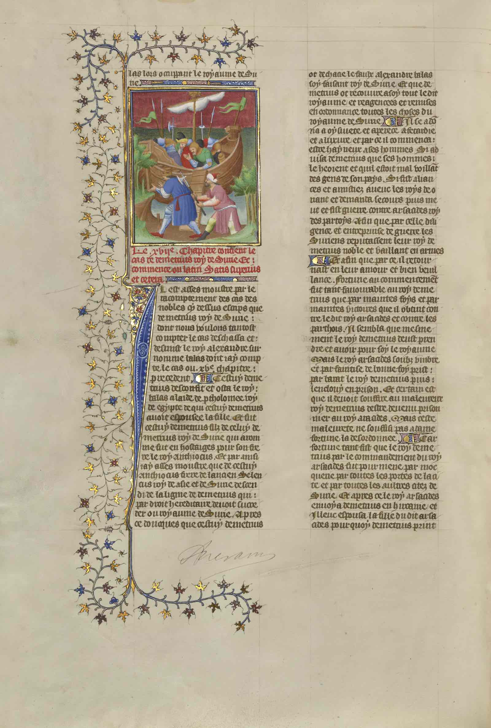 Demetrius Nicator, King of Syria, Killed as He Attempts to Land at Tyre, French, about 1413– 15