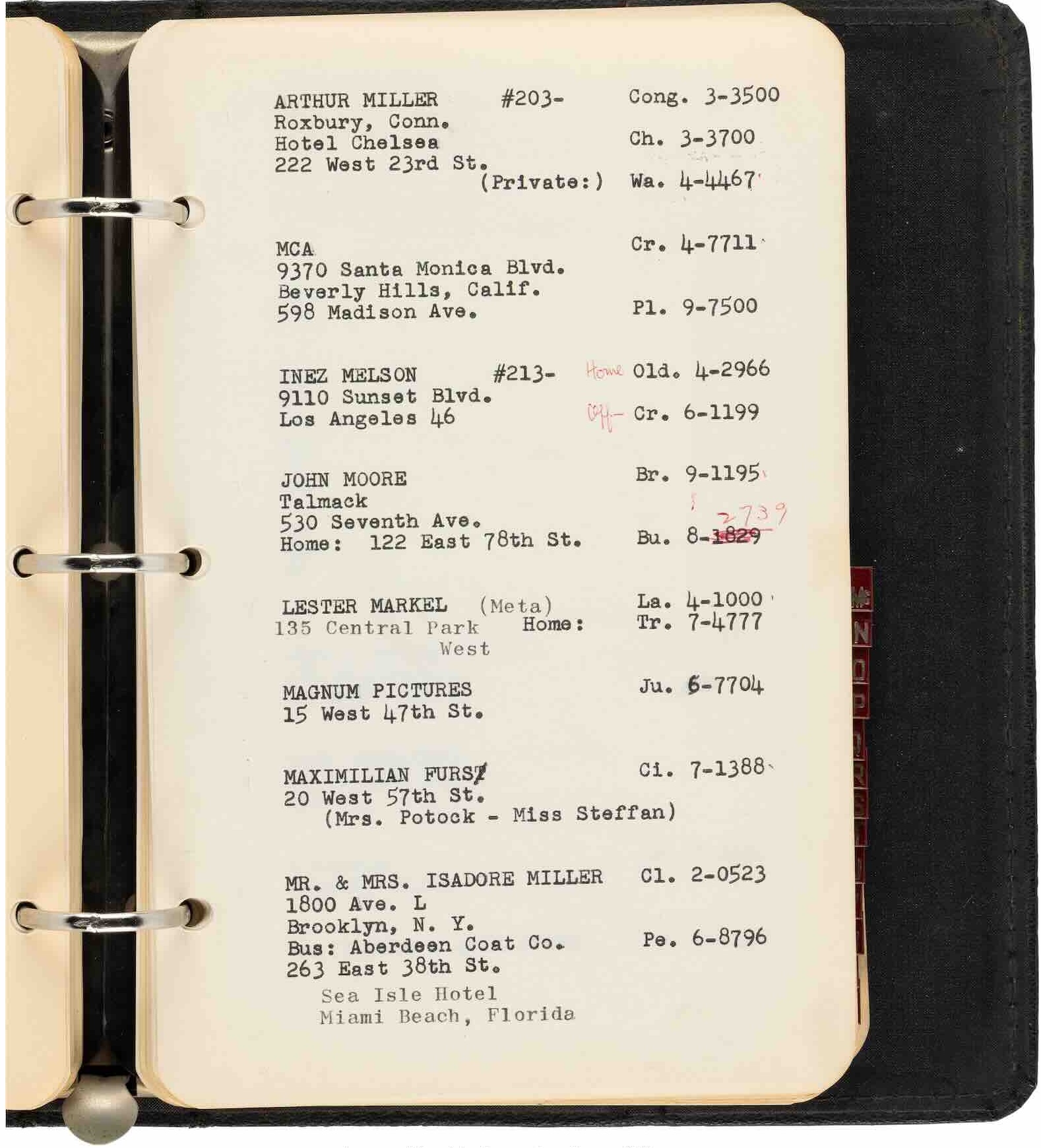 Marilyn Monroe's personal phone book