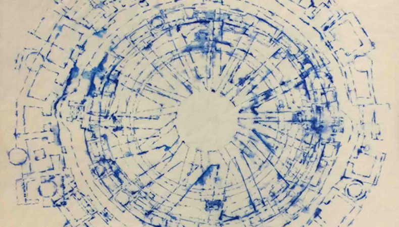 Arlene Shechet, Dharmajika Near and Far, 1997, stencilled pigmented linen pulp on translucent abaca base sheet. Collaborator: Paul Wong