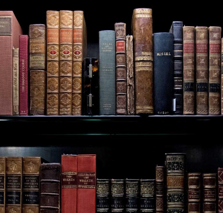 Shelf of old books