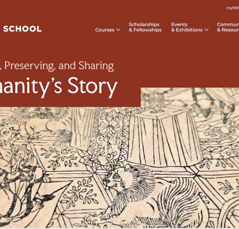 The new redesigned Rare Book School website home page