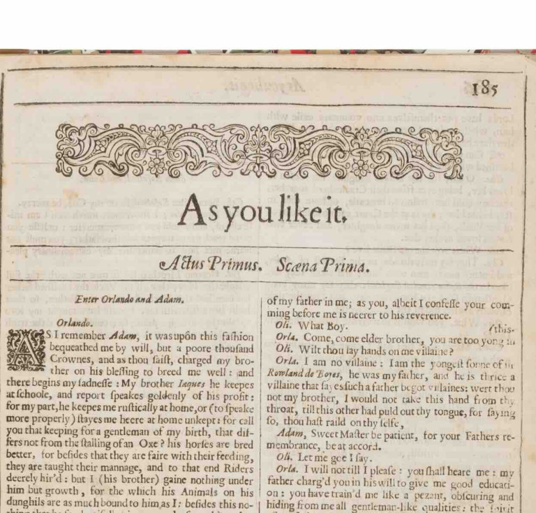 As You Like It complete play extracted from The First Folio, estimate: $30,000–$50,000