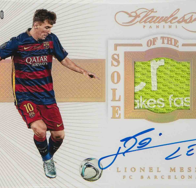 2015 Panini Flawless Sole Of The Game Signatures-Gold Lionel Messi card