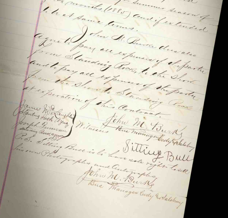 An 1885 contract signed by Sitting Bull for his appearance in Buffalo Bill Cody’s Wild West Show