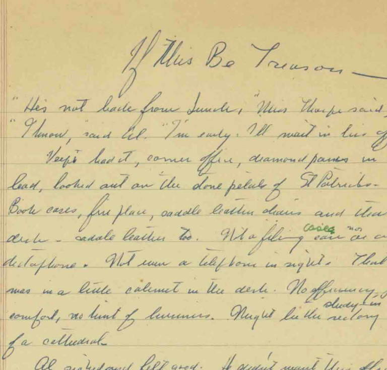 Manuscript of Steinbeck's unpublished story in response to McCarthyism, If This Be Treason