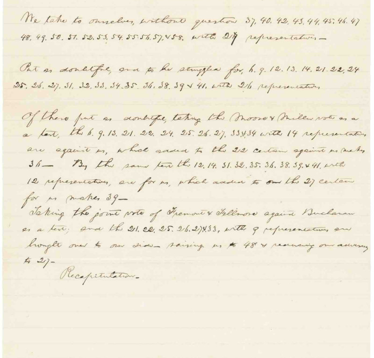 Abraham Lincoln's handwritten strategy blueprint for his 1858 Senate race against Stephen A. Douglas